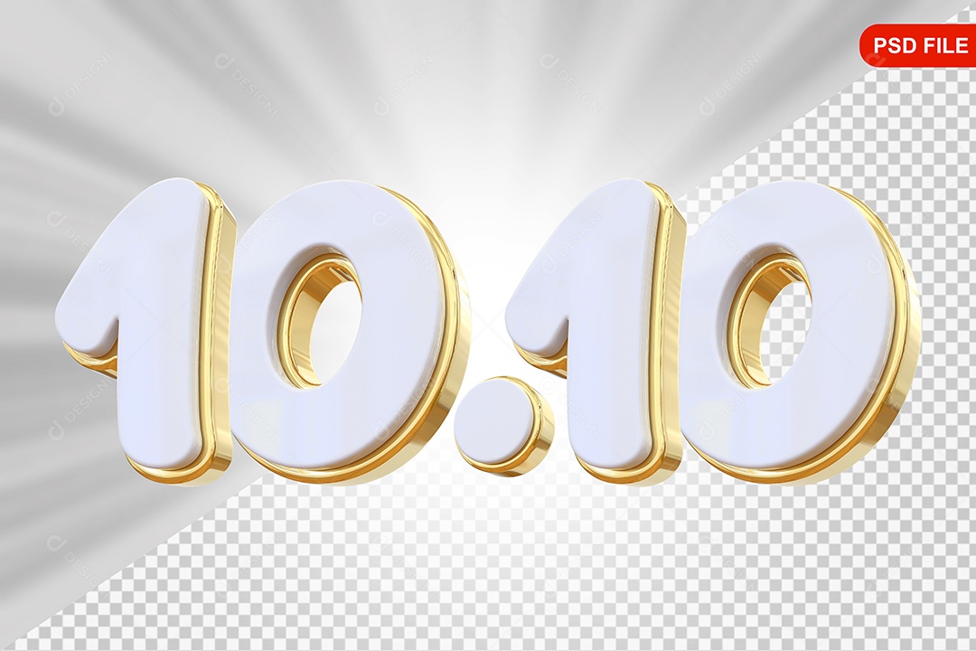 Elemento 3D Número 10.10Colorido Para Composição PSD