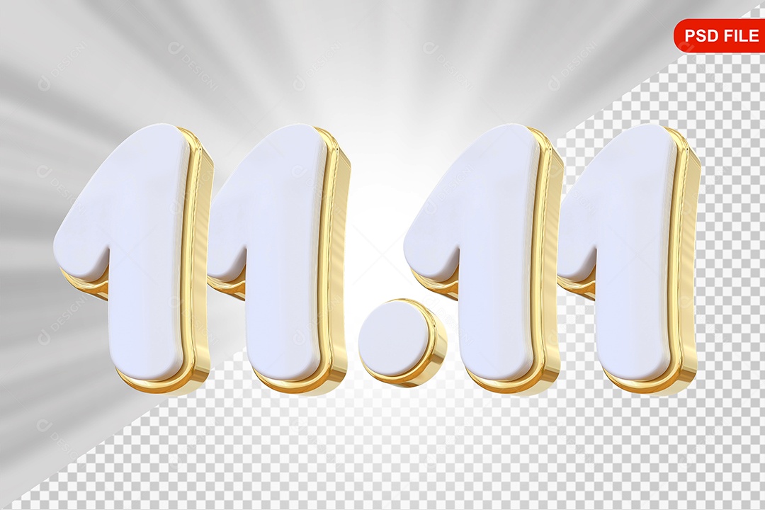 Elemento 3D Número 11.11 Colorido Para Composição PSD