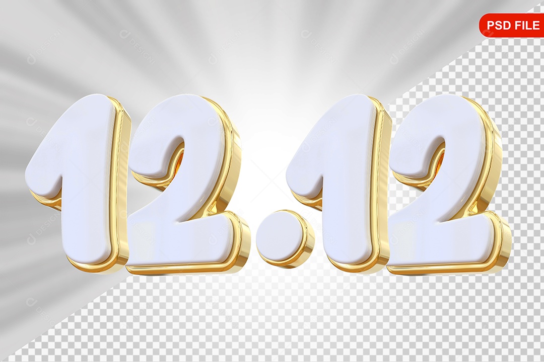 Elemento 3D Número 12.12 Colorido Para Composição PSD