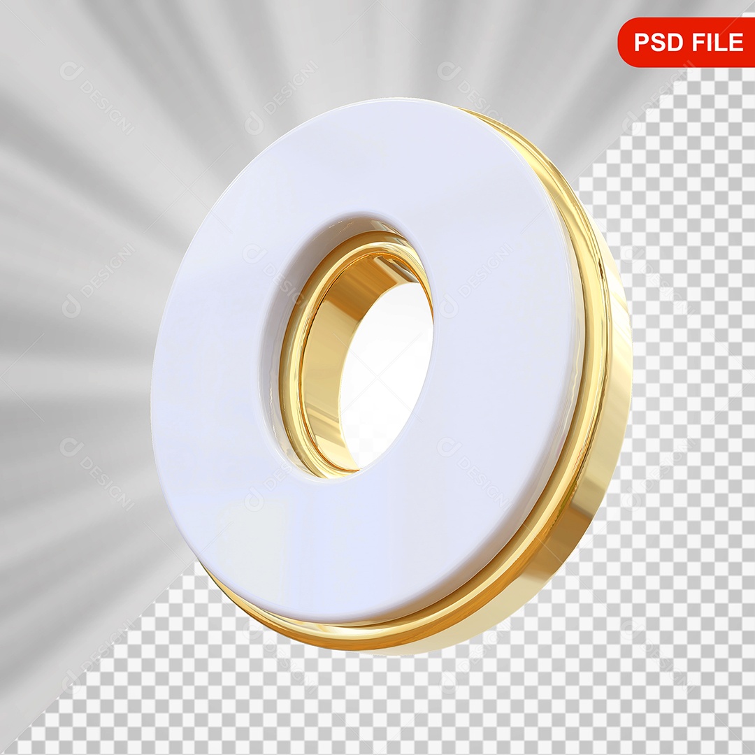 Elemento 3D Número 0 Colorido Para Composição PSD