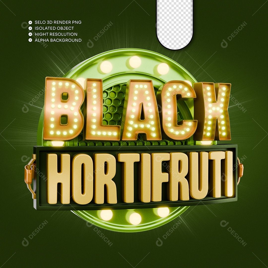 Black Friday Hortifruti Selo 3D para Composição PSD