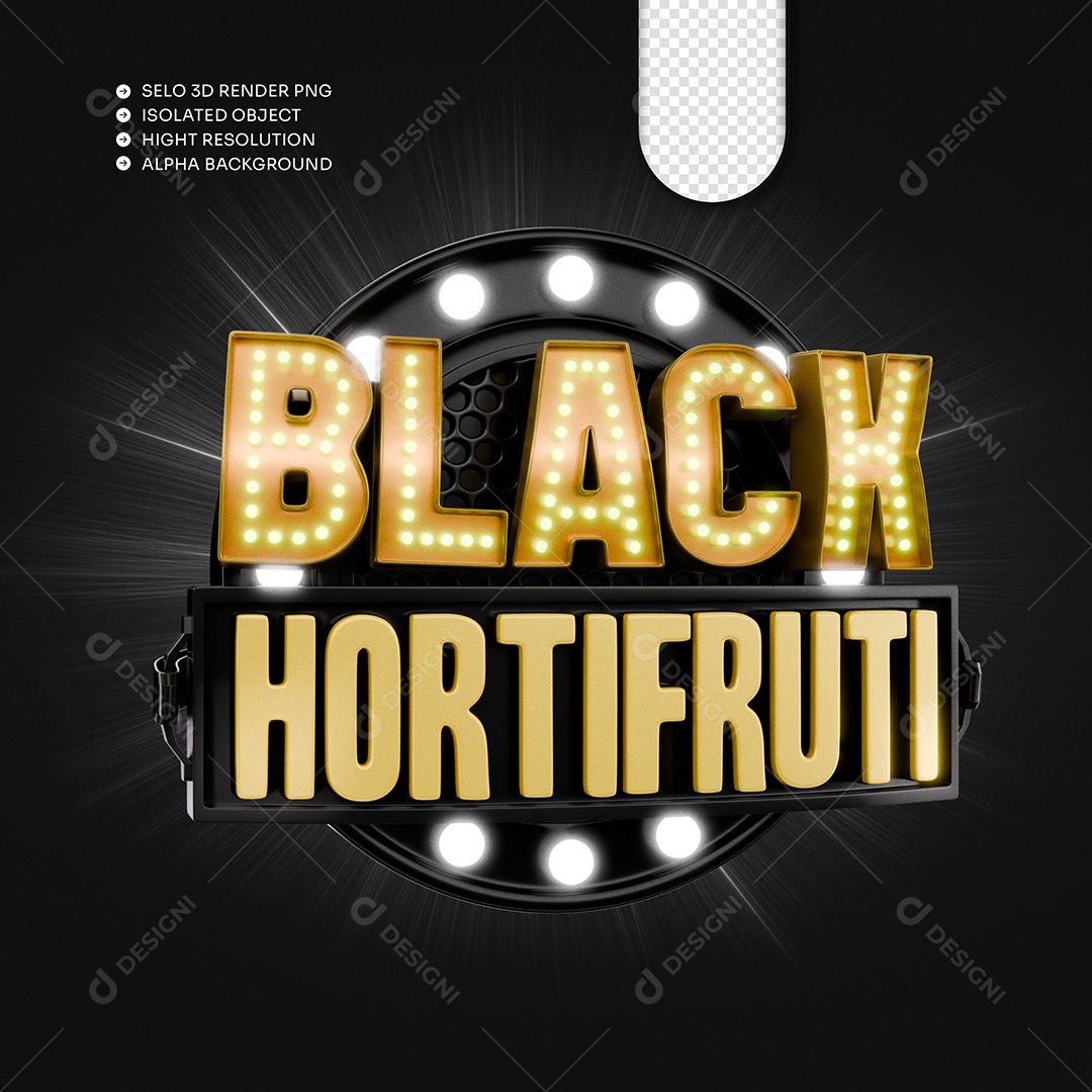 Black Friday Hortifruti Selo 3D para Composição PSD