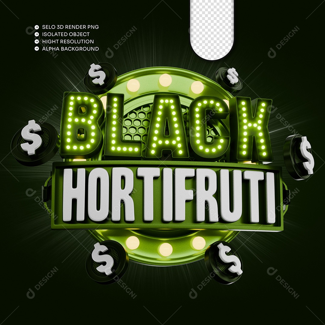Black Friday Hortifruti Selo 3D para Composição PSD