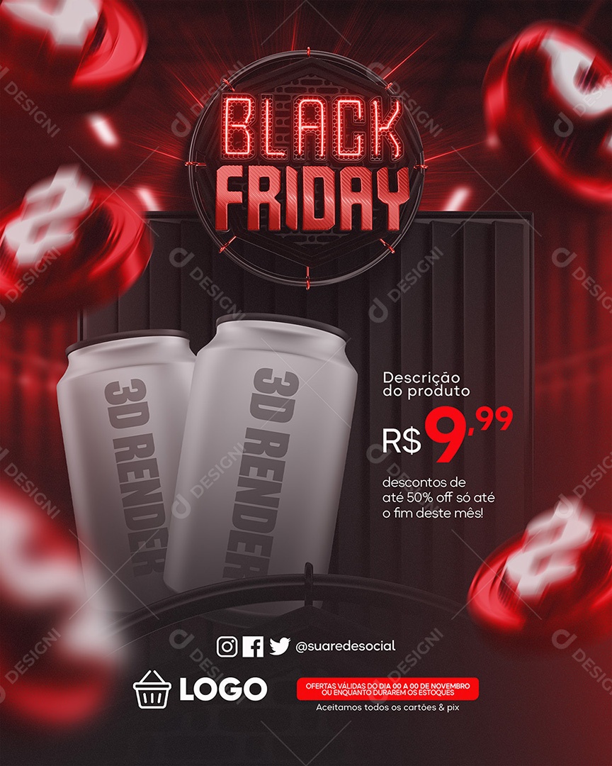 Encarte Black Friday Promoção Social Media PSD Editável