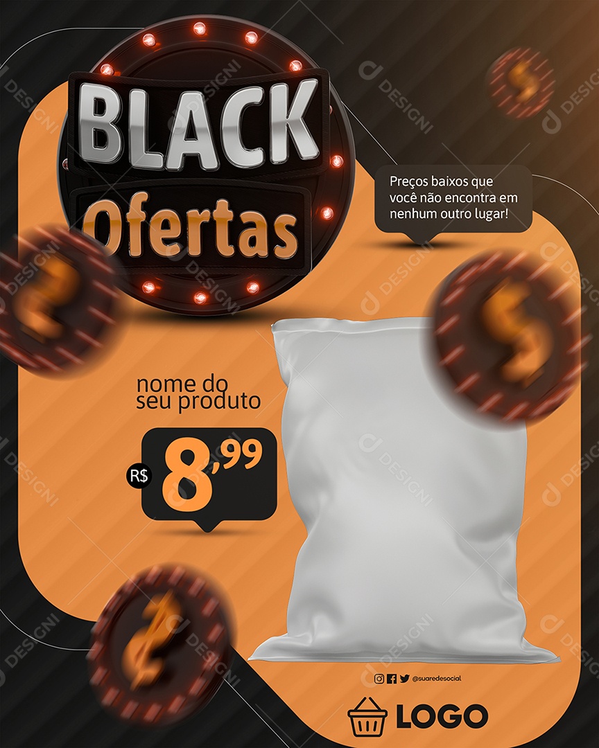Encarte Black Ofertas Social Media PSD Editável