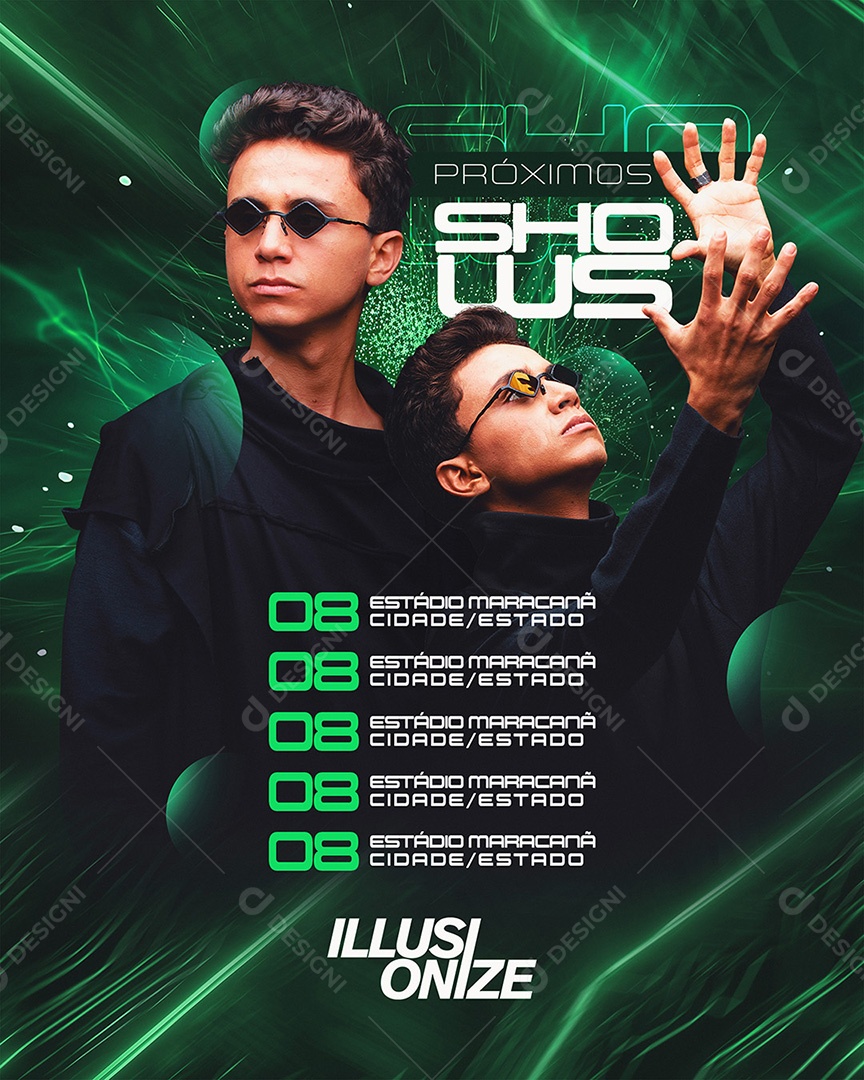 Flyer Próximos Shows Illusionize Social Media PSD Editável