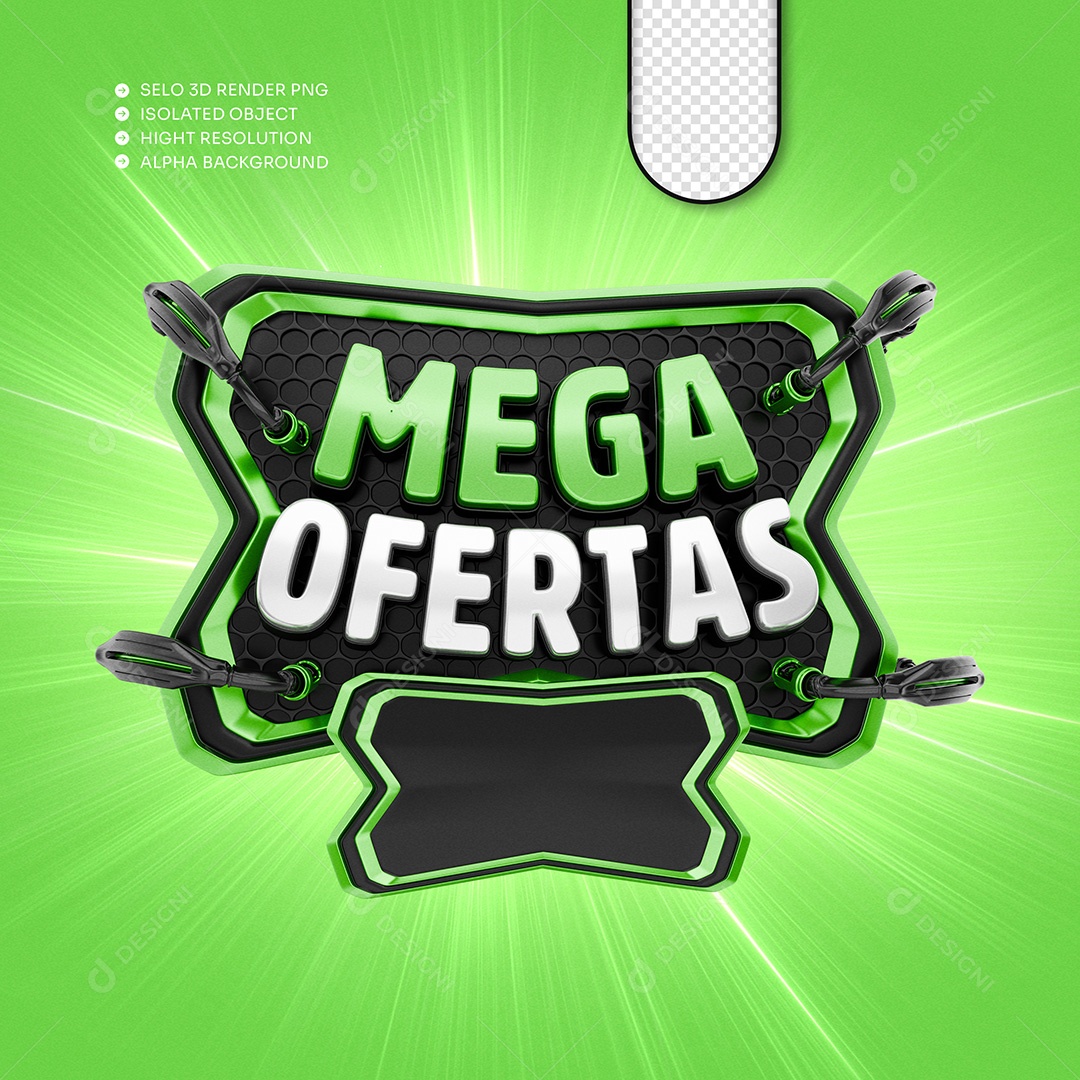 Selo 3D Mega Ofertas para Composição PSD