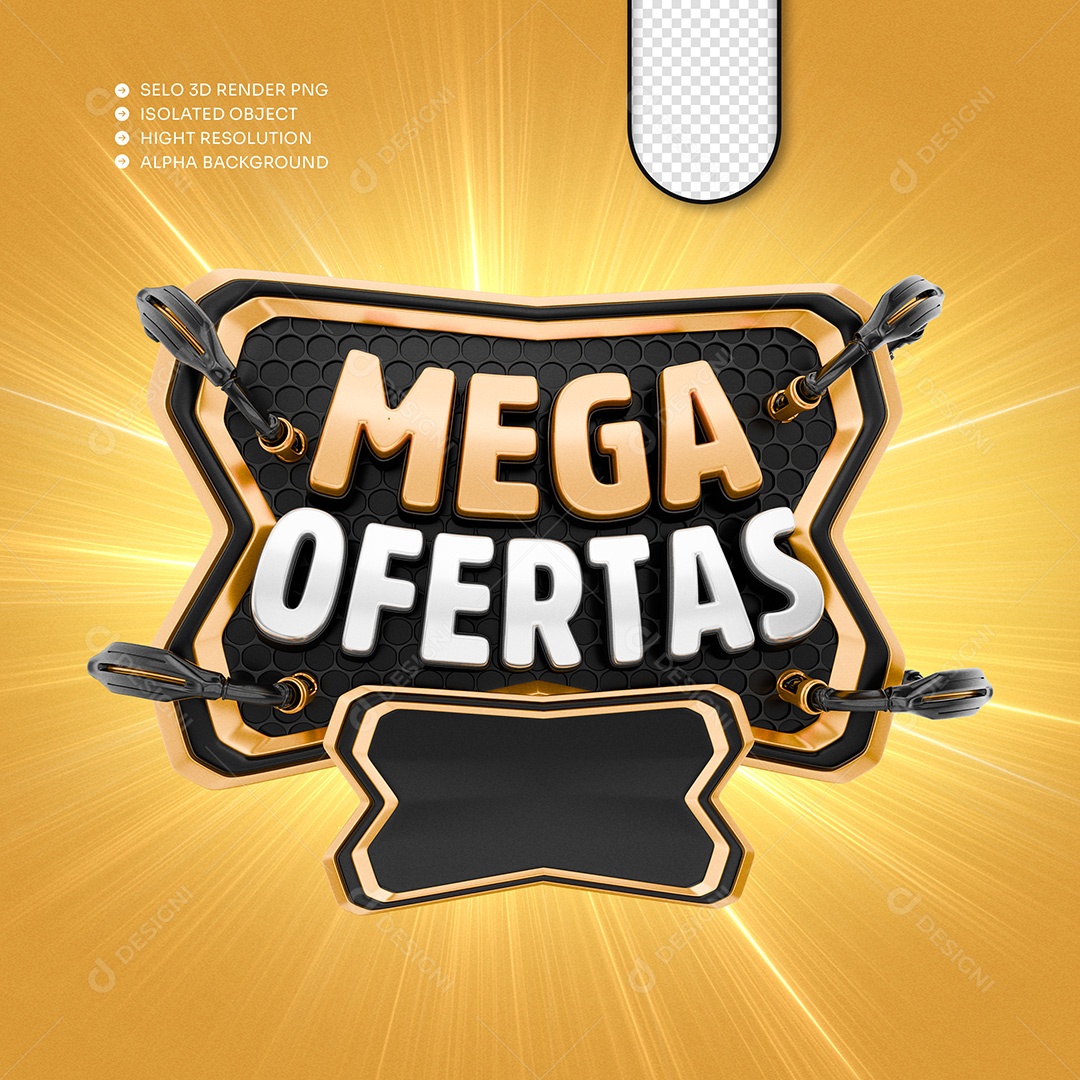 Selo 3D Mega Ofertas para Composição PSD