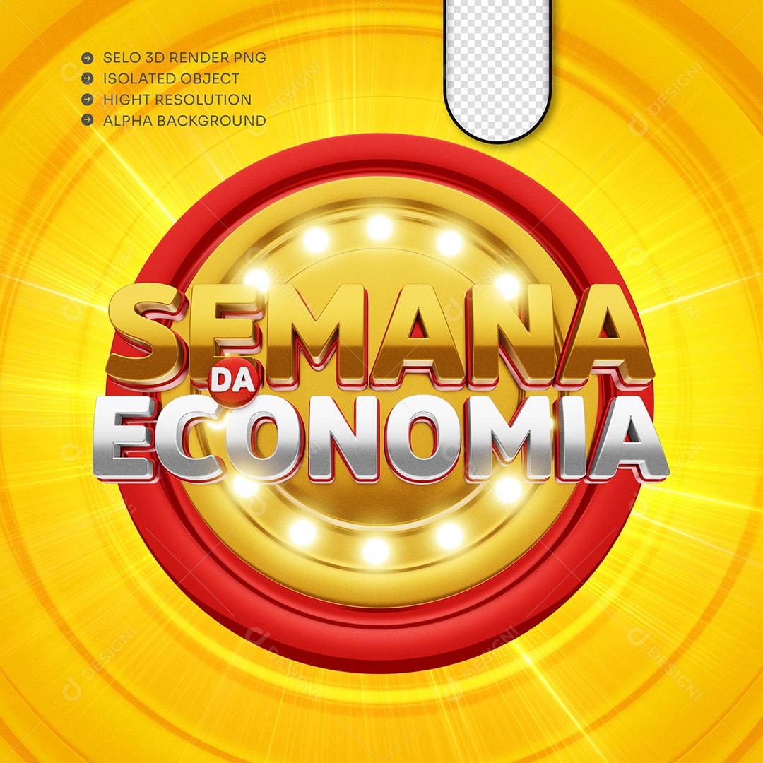 Semana da Economia Selo 3D Para Composição PSD