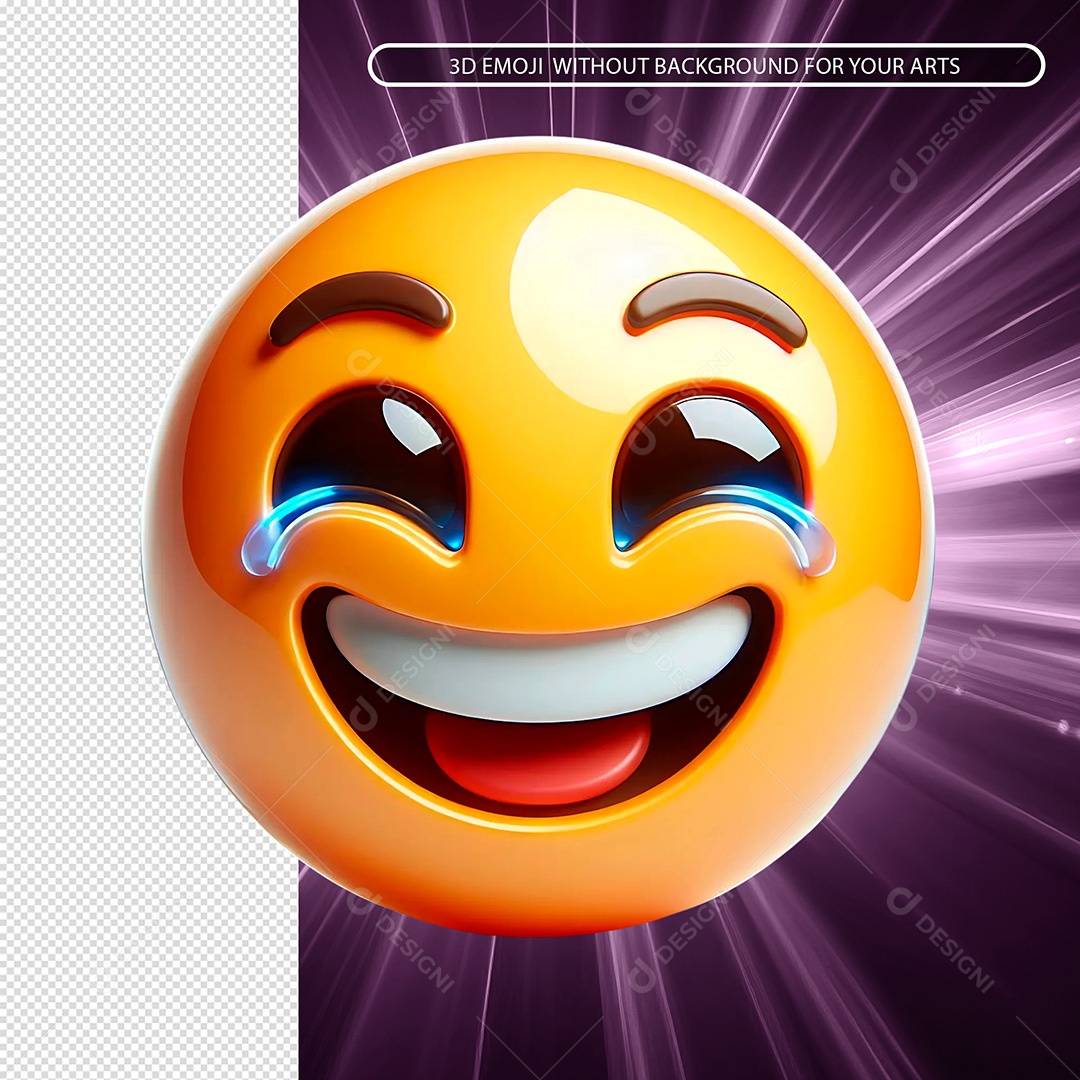 Emoji Sorridente Com Lagrima Elemento 3D Composição PSD
