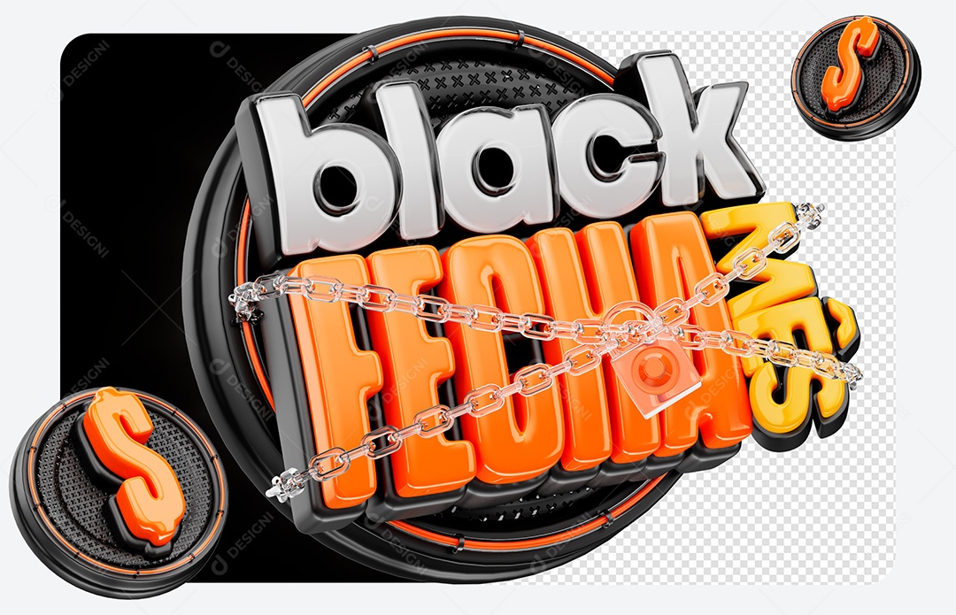 Selo 3D Black Fecha Mês para Composição PSD