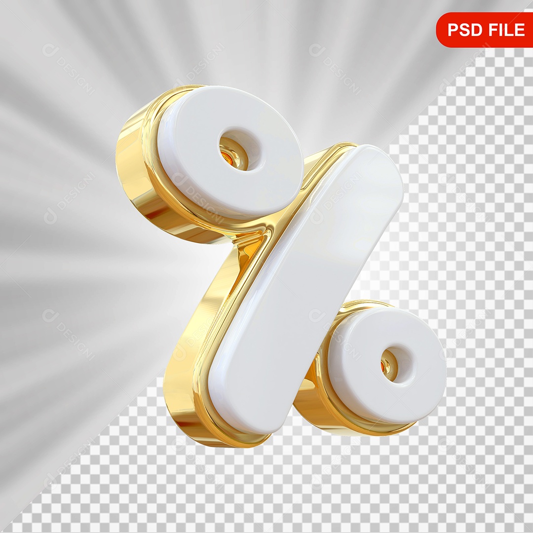 Elemento 3D Porcento Colorido Para Composição PSD