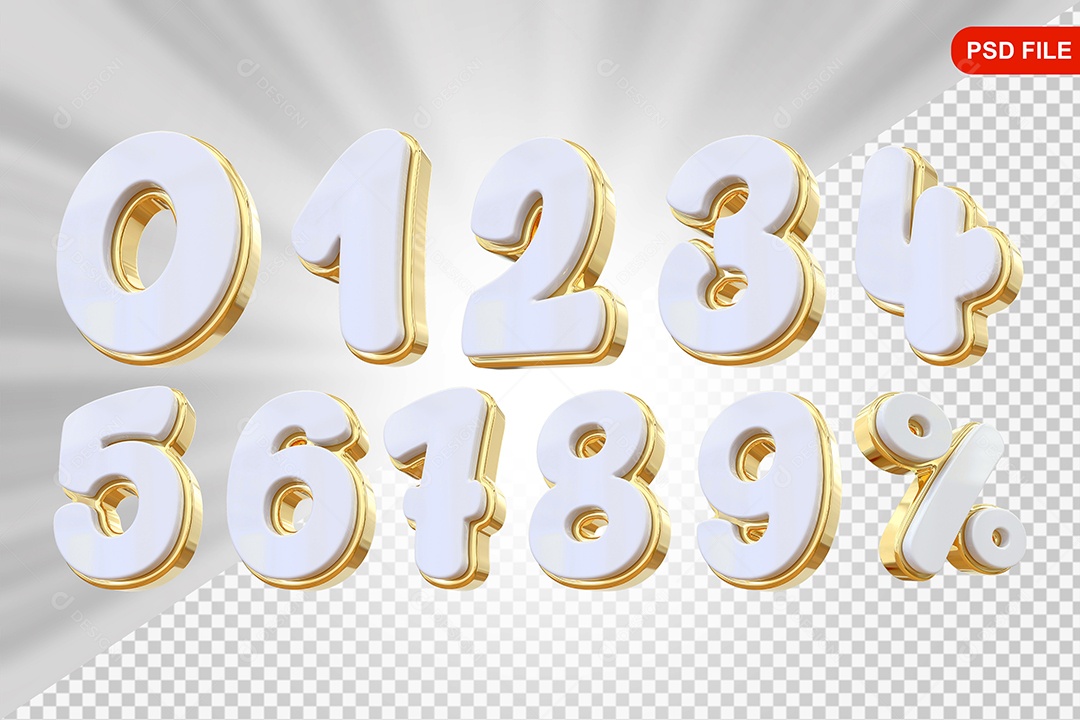 Elemento 3D Desconto Números Colorido Para Composição PSD