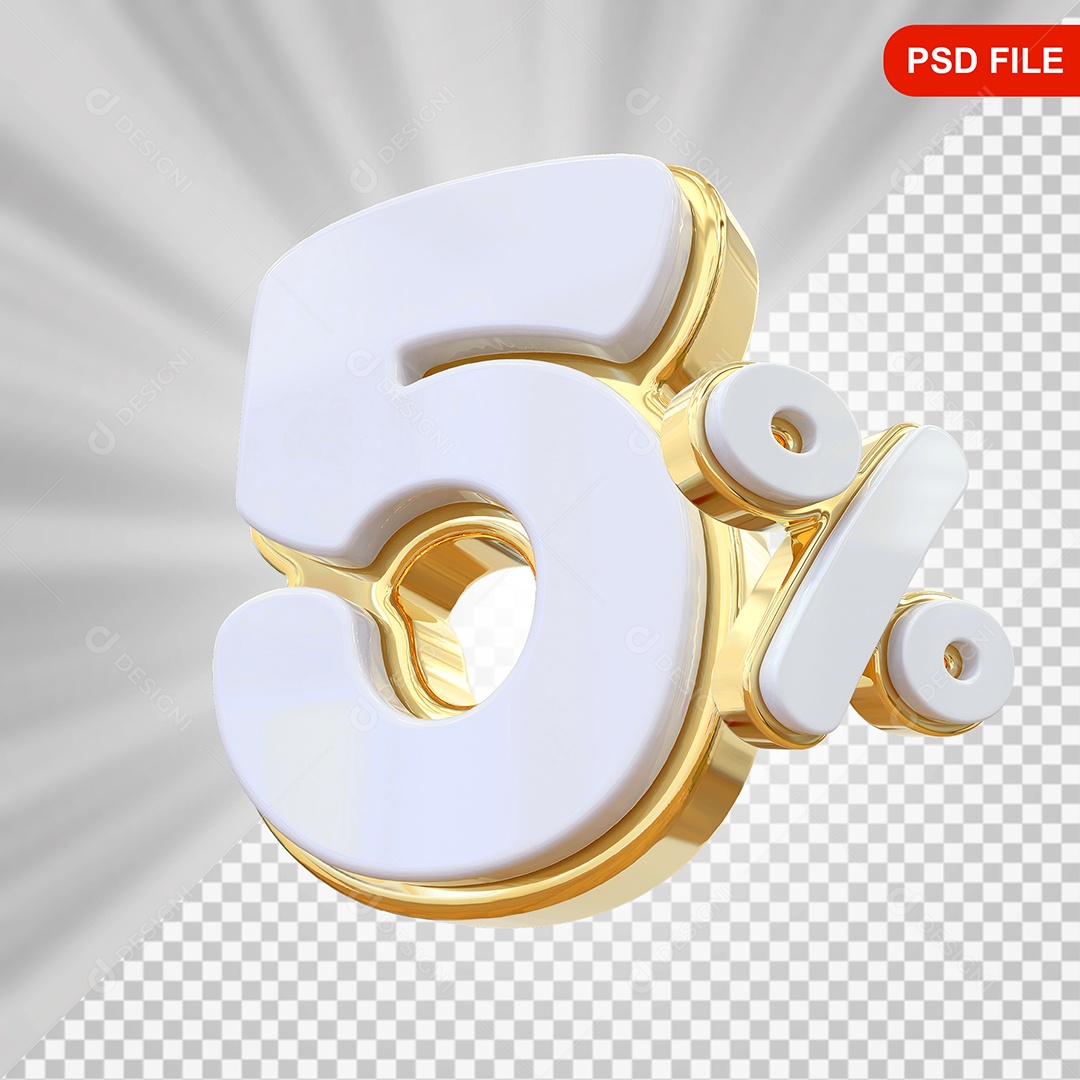 Desconto 5% Colorido Elemento 3D Para Composição PSD