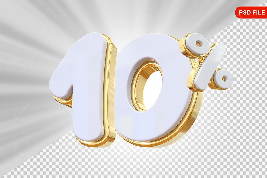 Desconto 10% Colorido Elemento 3D Para Composição PSD