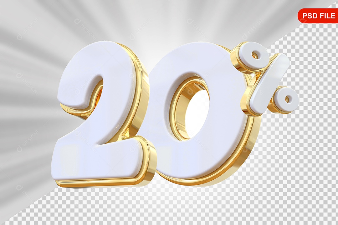 Desconto 20% Colorido Elemento 3D Para Composição PSD