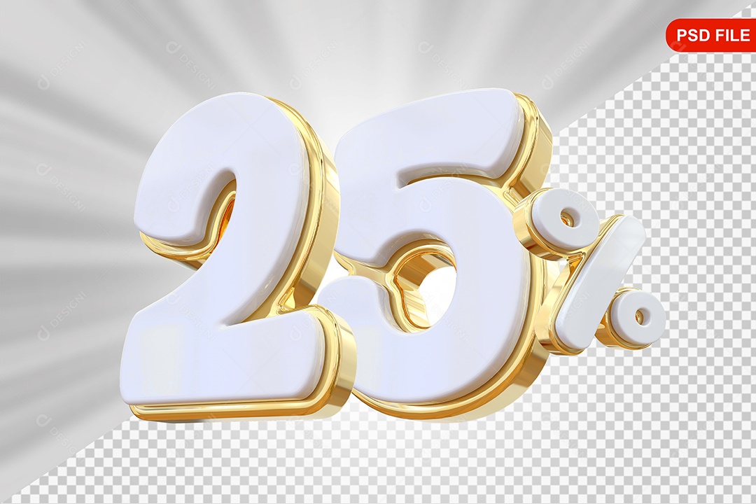 Desconto 25% Colorido Elemento 3D Para Composição PSD