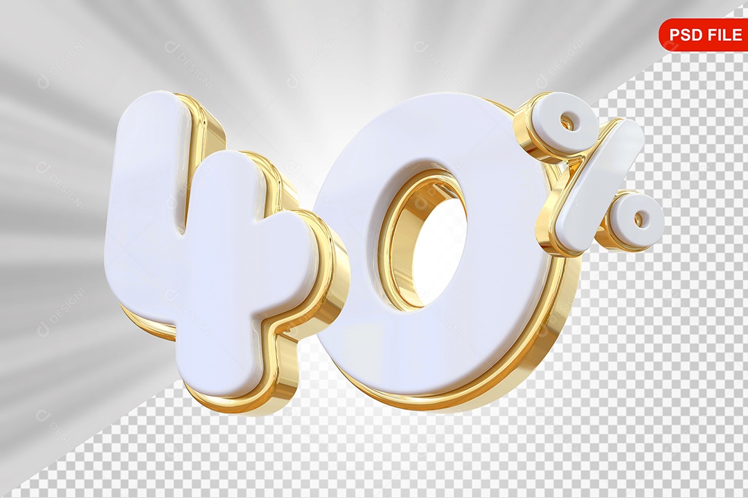 Desconto 40% Colorido Elemento 3D Para Composição PSD