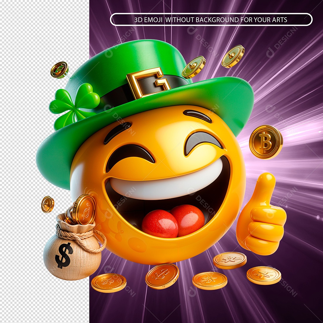 Emoji Médico Feliz Com Saco de Dinheiro Elemento 3D Composição PSD