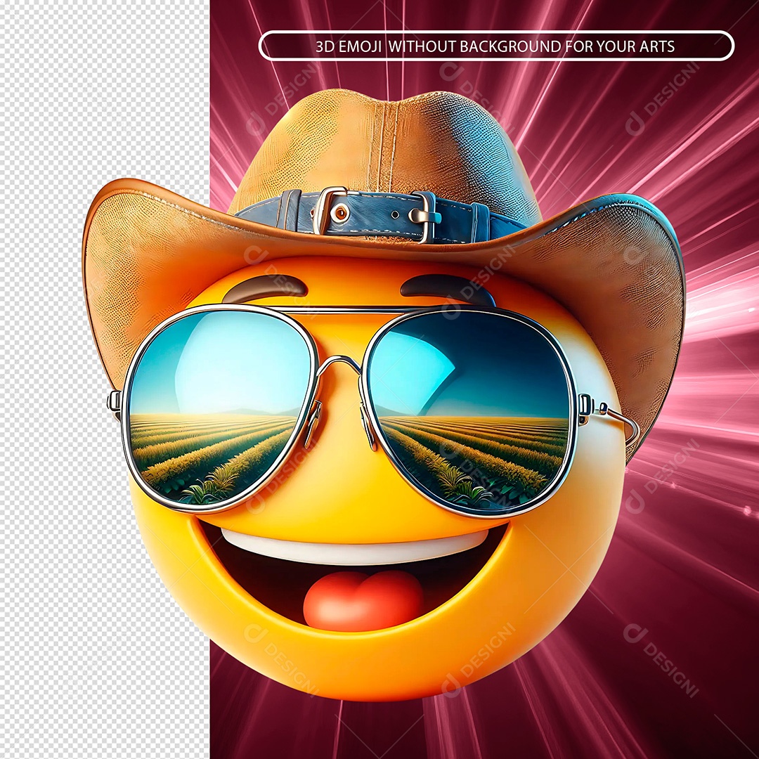 Emoji Fazendeiro de Óculos Elemento 3D Composição PSD