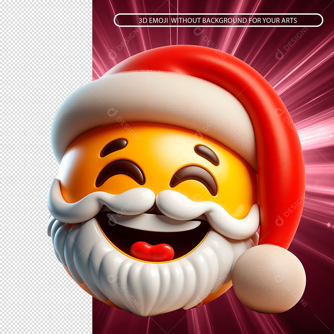Emoji Sorridente Usando Gorro de Papai Noel Elemento 3D Composição PSD