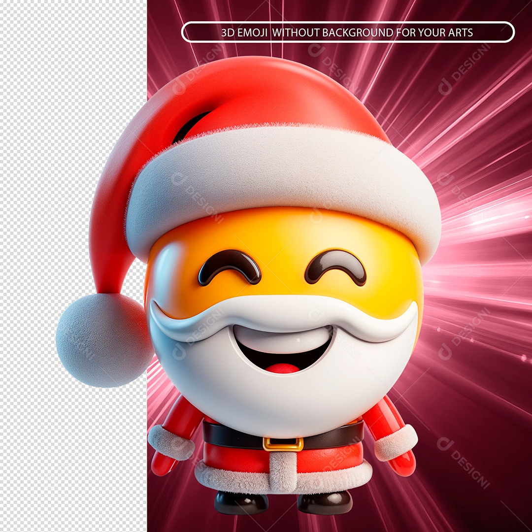 Emoji Vestido de Papai Noel Sorridente Elemento 3D Composição PSD