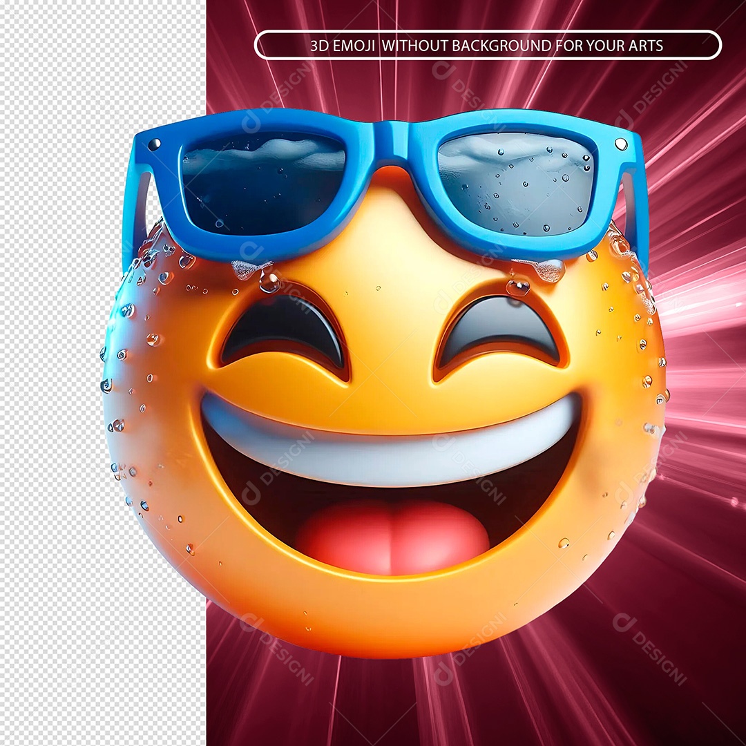 Emoji Sorridente Com Óculos Elemento 3D Composição PSD