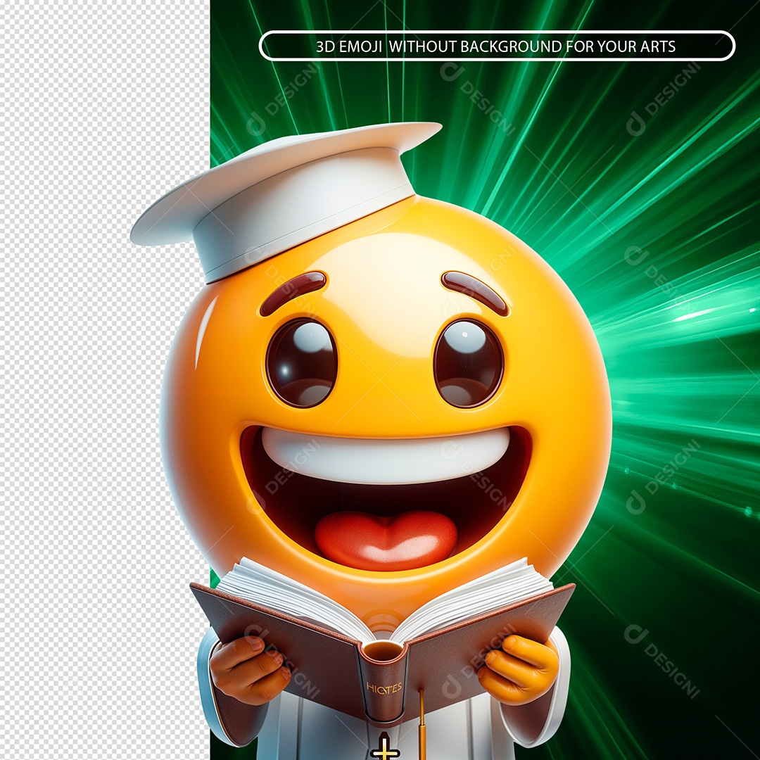 Emoji Padre Sorridente Elemento 3D Composição PSD