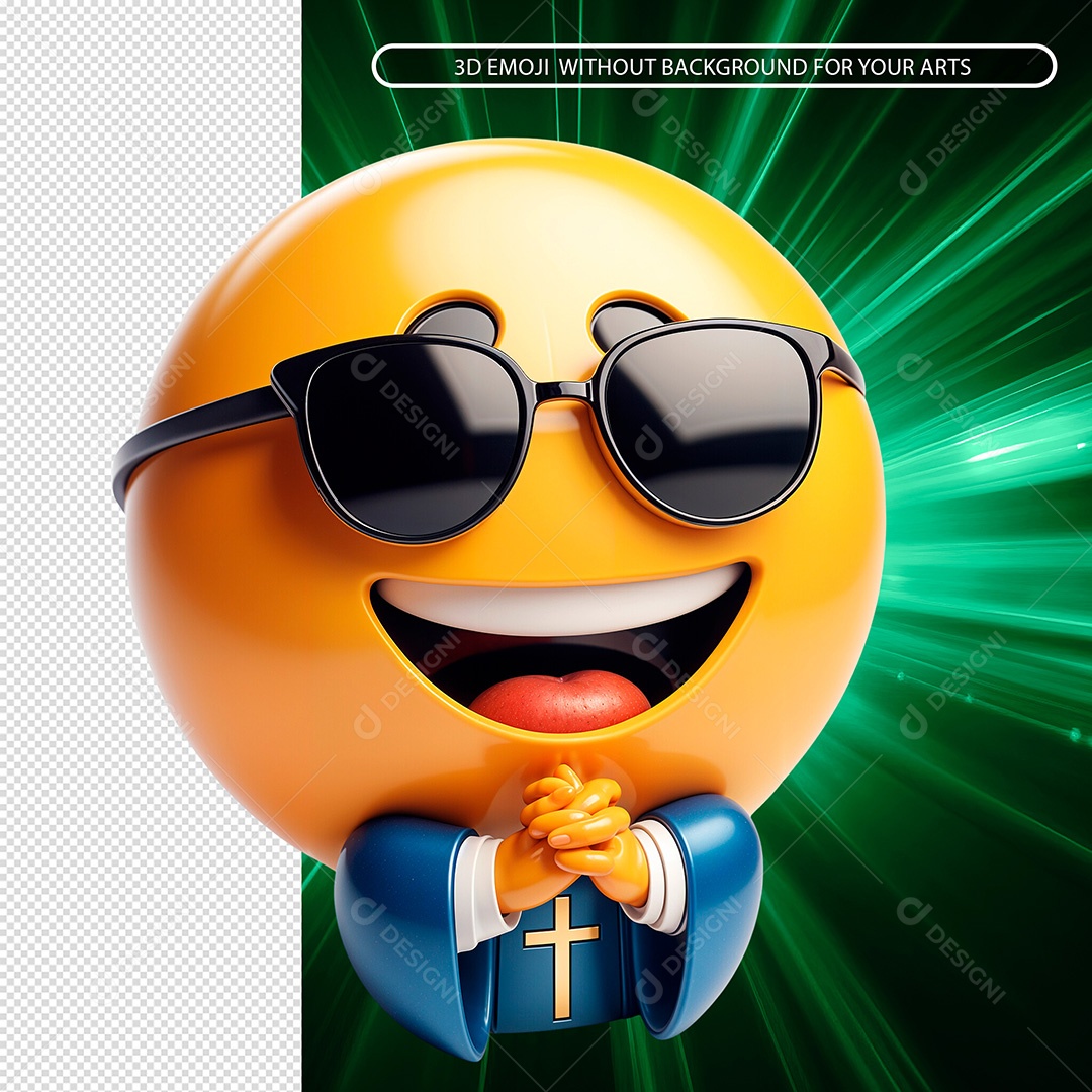 Emoji Sorridente de Óculos Sorridente Elemento 3D Composição PSD