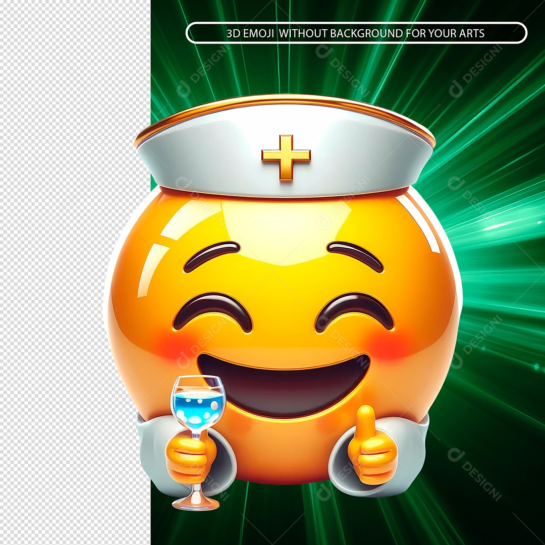 Emoji Segurando Uma Taça Com Bebida Elemento 3D Composição PSD