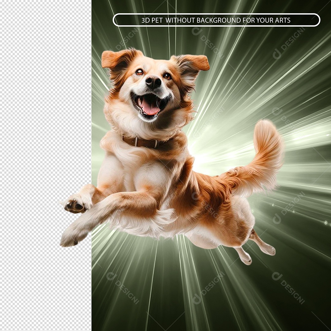 Elemento 3D Cachorro Correndo para Composição PSD