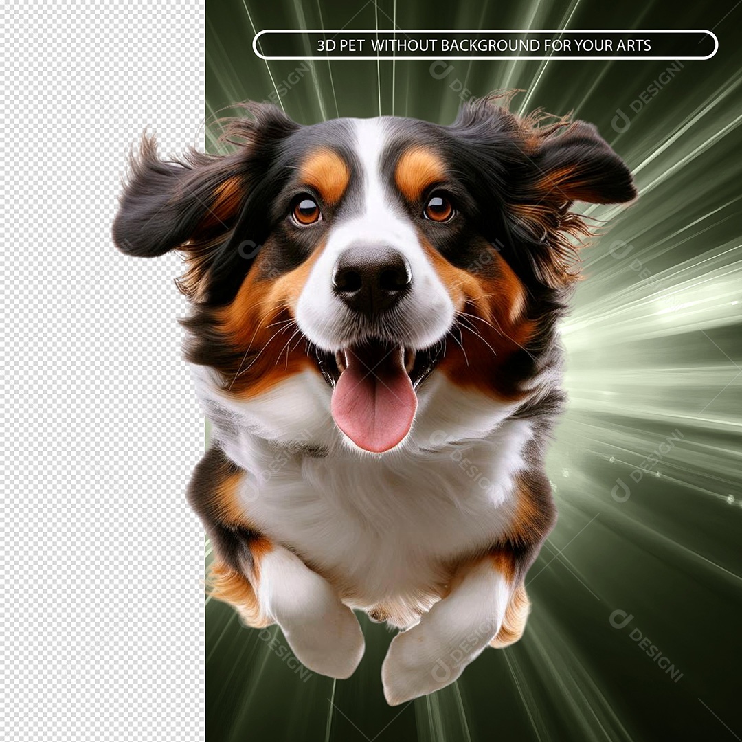 Elemento 3D Cachorro Correndo para Composição PSD