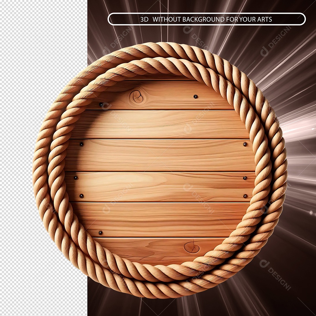 Wooden Wheel With Strings 3D Element For PSD Composition