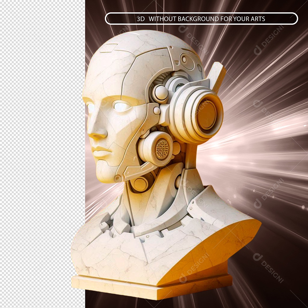 Escultura de um Robô Elemento 3D para Composição PSD