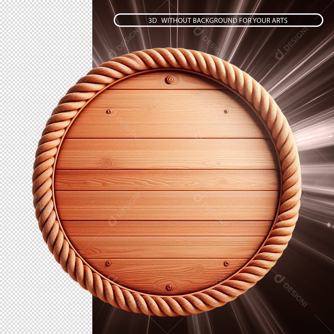 Roda De Madeira Com Cordas Elemento 3D Para Composição PSD