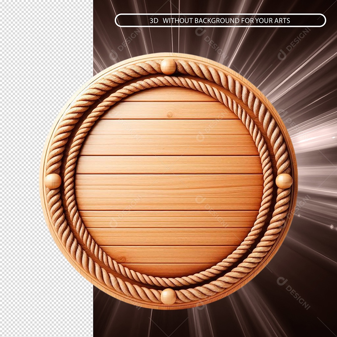 Roda De Madeira Com Cordas Elemento 3D Para Composição PSD
