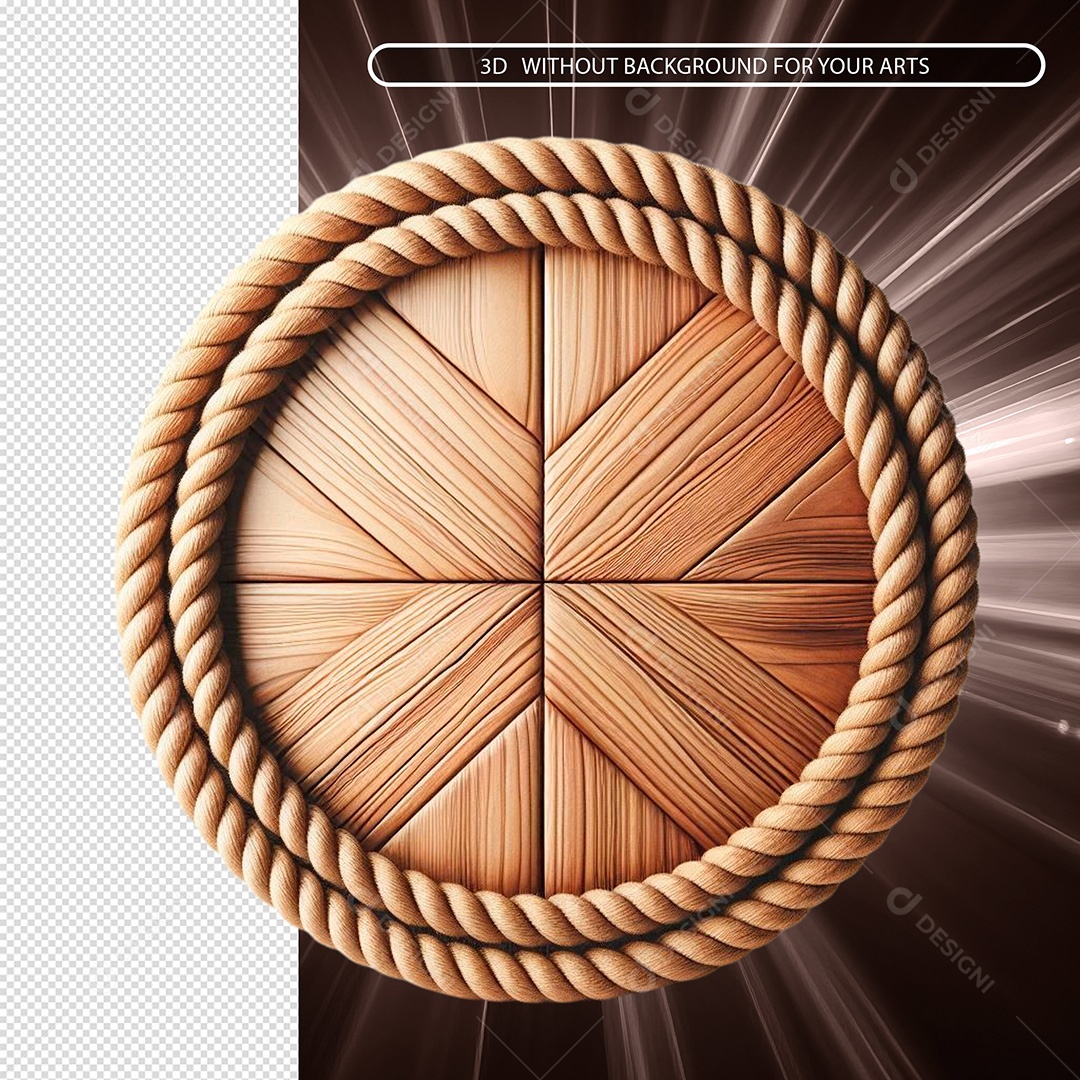 Elemento 3D Roda De Madeira Com Cordas Para Composição PSD