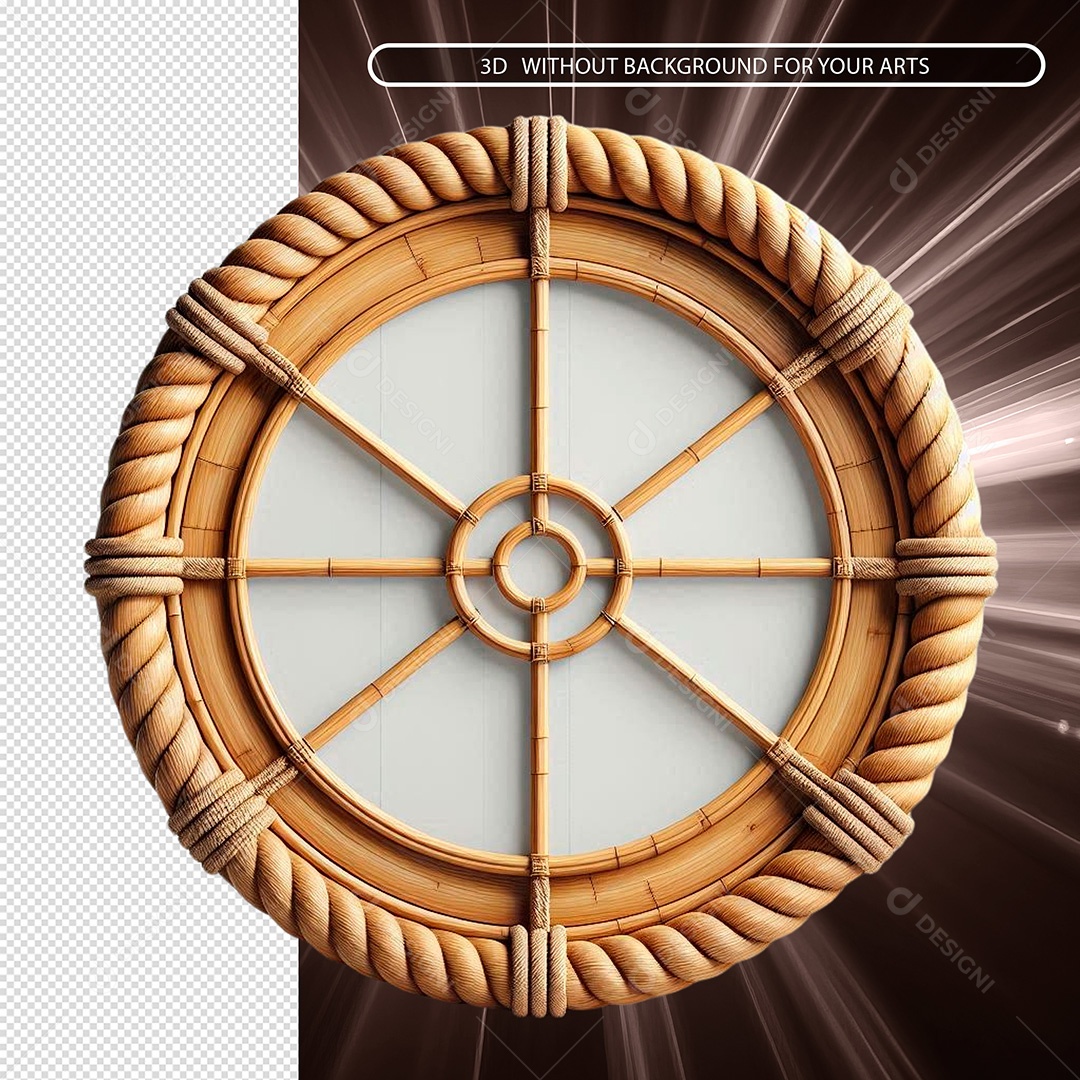 Roda De Madeira Com Cordas Elemento 3D Para Composição PSD