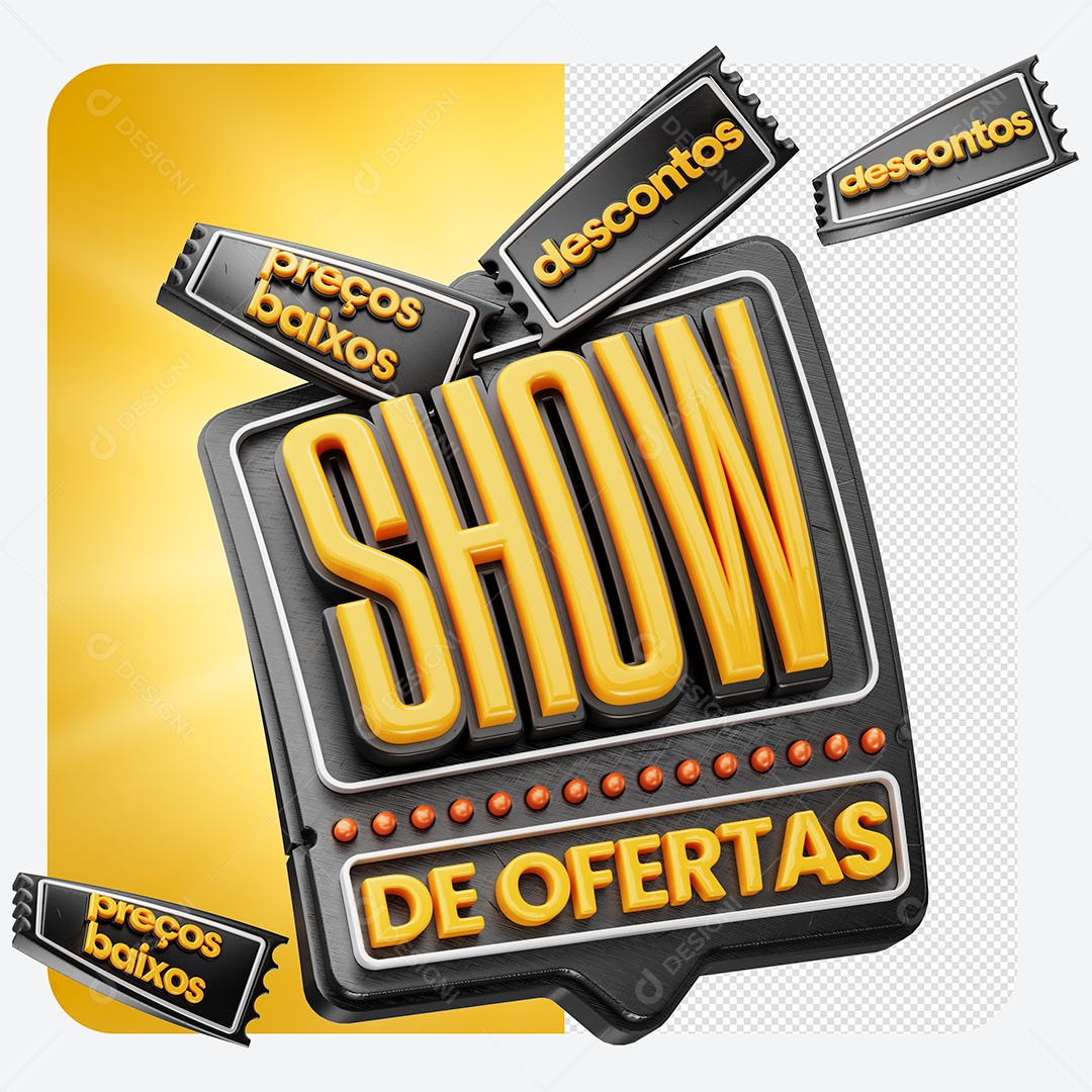 Selo 3D Show de Ofertas para Composição PSD