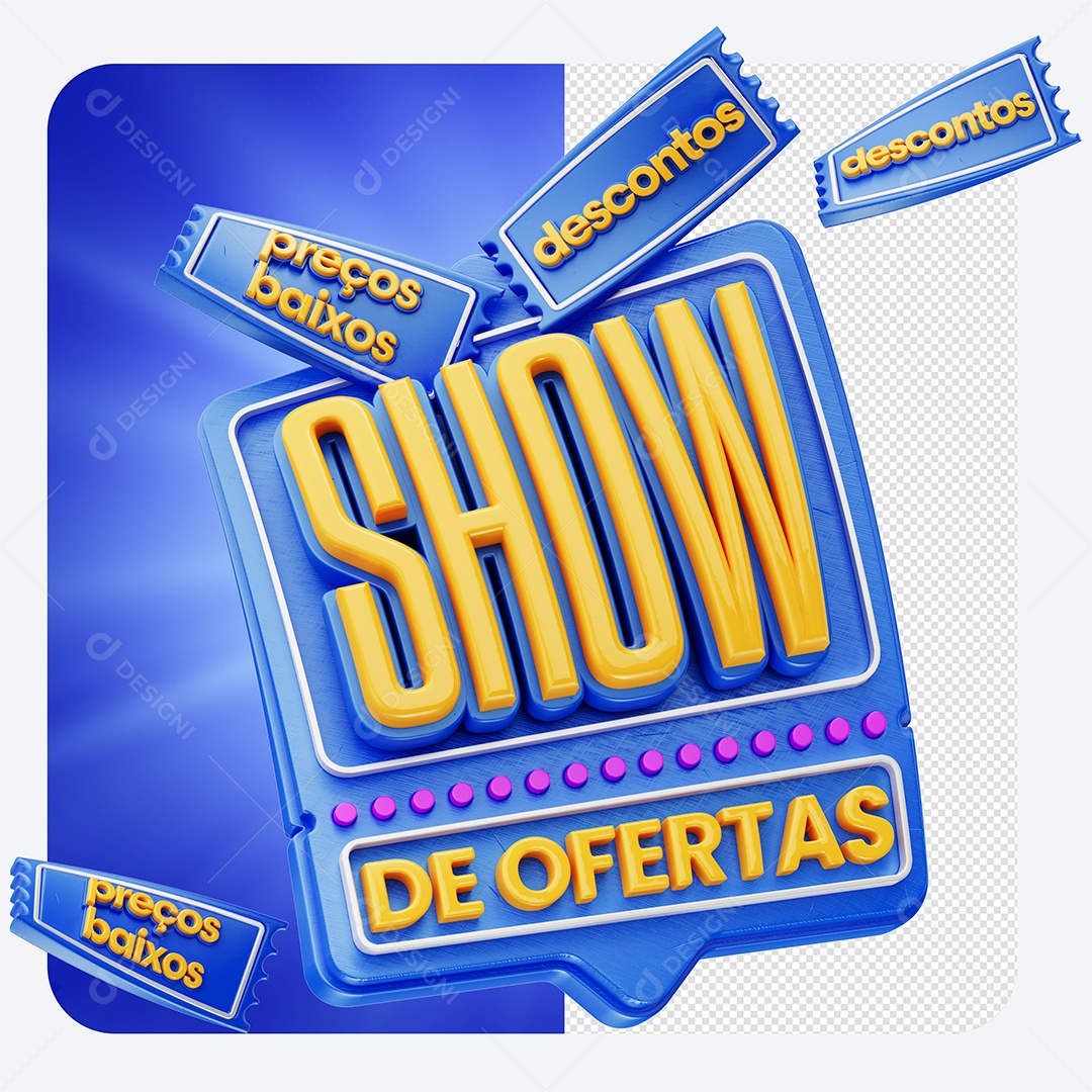 Selo 3D Show de Ofertas para Composição PSD