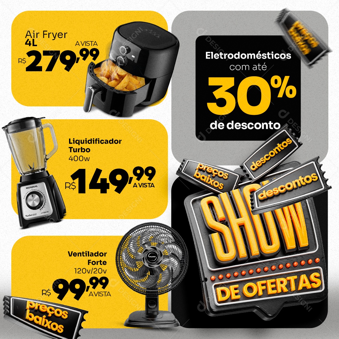 Show de Ofertas Loja de EletrodomésticosSocial Media PSD Editável