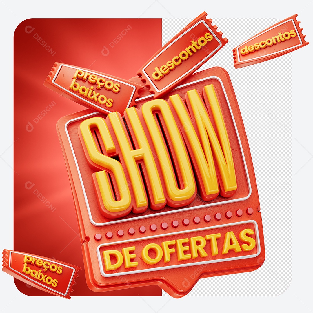 Selo 3D Show de Ofertas para Composição PSD