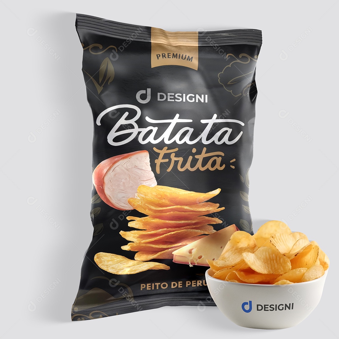 Mockup de Pacote de Batata Frita Chips de Escritório PSD Editável