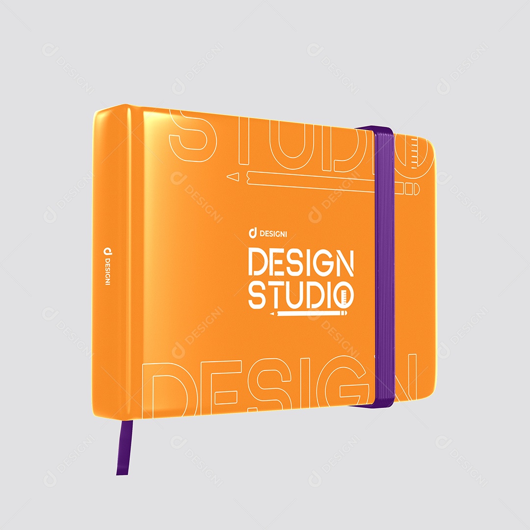 Mockup de Bloco de Anotações com Elástico PSD Editável