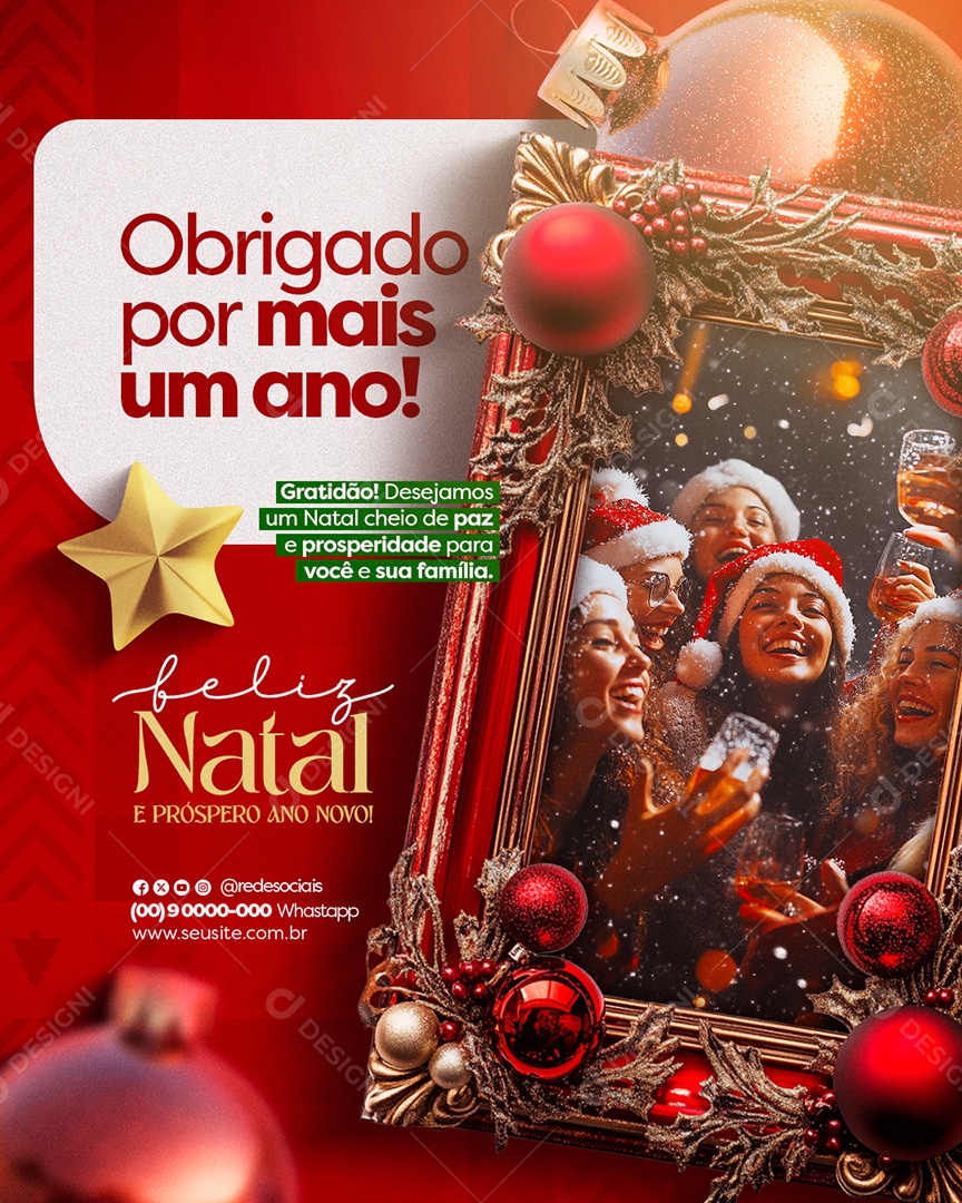 Feliz Natal 25 de Dezembro Social Media PSD Editável