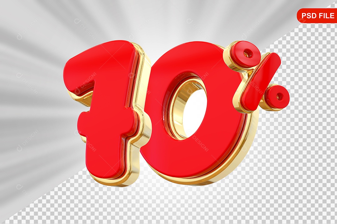 Elemento 3D Porcentagem 70% Colorido Para Composição PSD