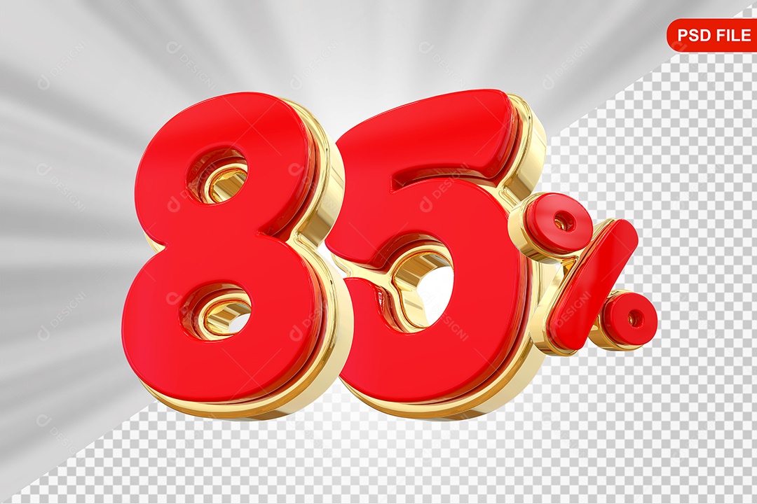 Elemento 3D Porcentagem 85% Colorido Para Composição PSD