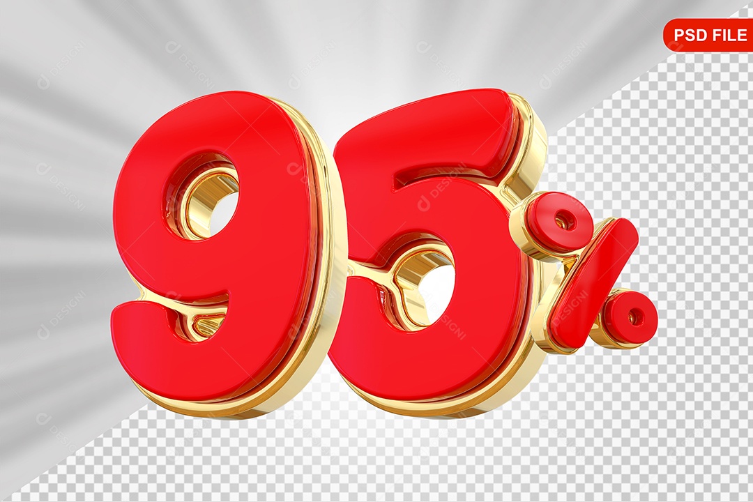 Elemento 3D Porcentagem 95% Colorido Para Composição PSD