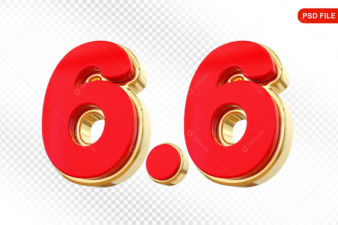 Elemento 3D Calendário 6.6 Colorido Para Composição PSD