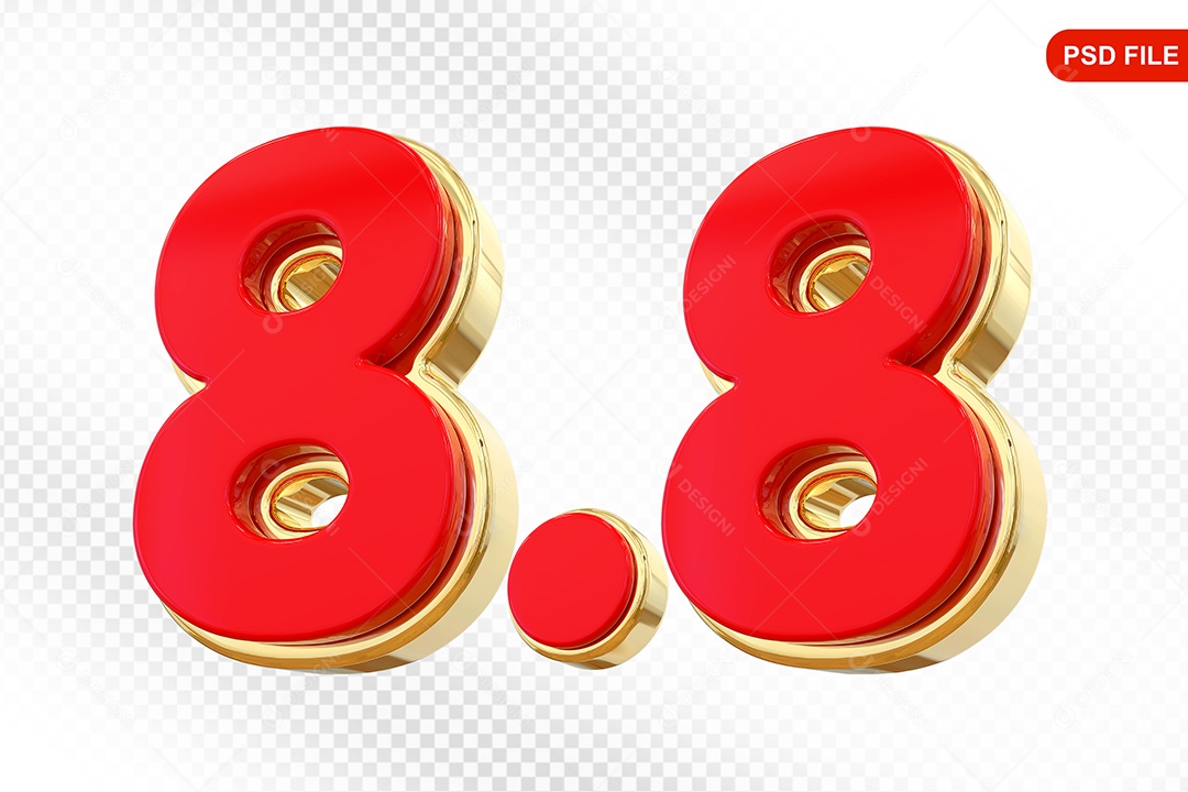 Elemento 3D Calendário 8.8 Colorido Para Composição PSD